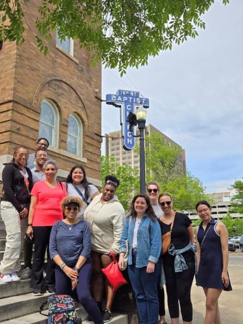 Graduate students in theology and ministry at Catholic Theological Union visit the 16th Street Baptist Church in Birmingham, Alabama, where four Black girls were killed in a bombing by Ku Klux Klan members in 1963.* (Courtesy of Pathways@CTU) Graduate students in theology and ministry at Catholic Theological Union visit the 16th Street Baptist Church in Birmingham, Alabama, where four Black girls were killed in a bombing by Ku Klux Klan members in 1963.* (Courtesy of Pathways@CTU)