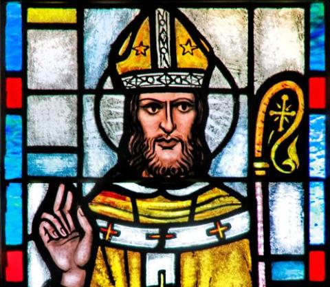 St. Isidore stained glass St. Isidore stained glass