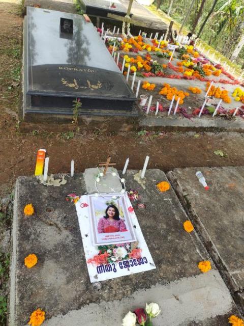 A mass graveyard holds some Catholics who were killed in the July landslides in Wayanad, Kerala, India. A mass graveyard holds some Catholics who were killed in the July landslides in Wayanad, Kerala, India.