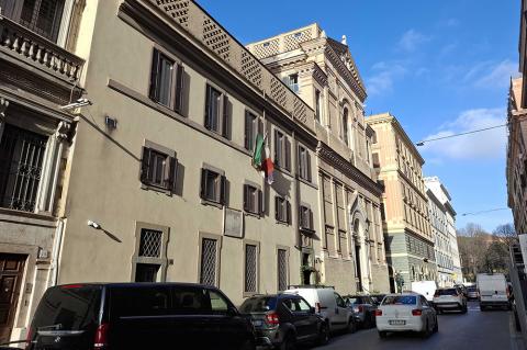 Domus Australia The exterior of Domus Australia, a hotel created by Cardinal George Pell to host Australian pilgrims in Rome. (RNS/Claire Giangravé)