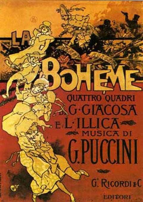 Poster for the 1896 production for Puccini's "La bohème" by Adolf Hohenstein (Wikimedia Commons/Ricordi & Co)