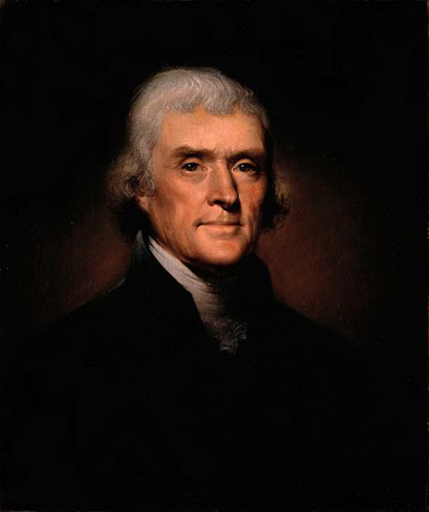 A portrait of Thomas Jefferson by Rembrandt Peale (Artvee)