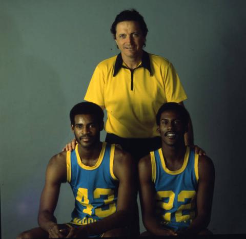 Marquette University coach Al McGuire, guard Earl Tatum and guard Lloyd Walton, from the 1975-76 team (Courtesy of Marquette University)