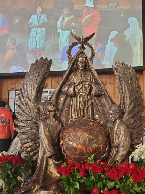 Timothy Schmalz's Mary, Untier of Knots, is seen during Pope Francis' weeklong trip to Canada, where he met with Indigenous peoples and apologized for the Catholic Church's role in residential schools. (Courtesy of Timothy Schmalz)