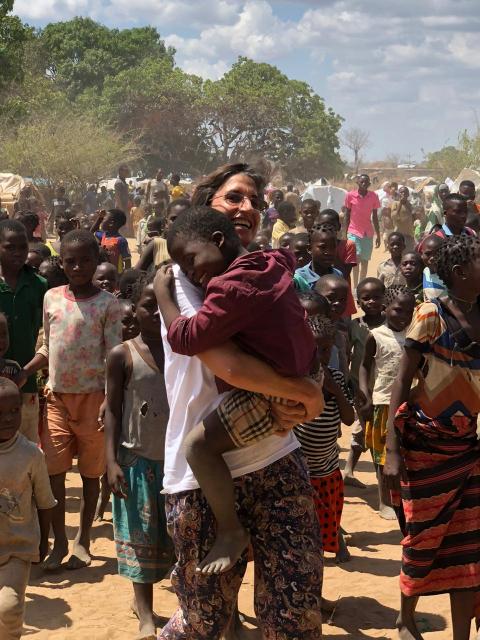 Spanish-born lay missionary Estrella Arjumin visits a camp for internally displaced persons in Metuge district, Mozambique. (Courtesy of Estrella Arjumin)