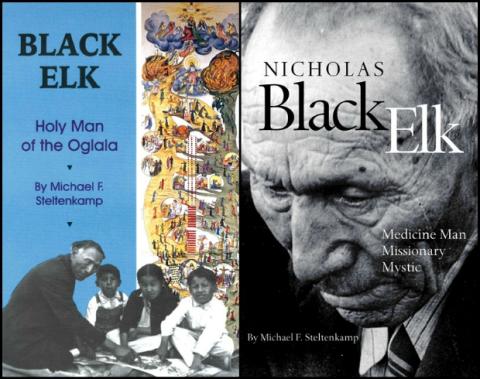The covers of two books about Nicholas Black Elk by Jesuit Fr. Michael Steltenkamp