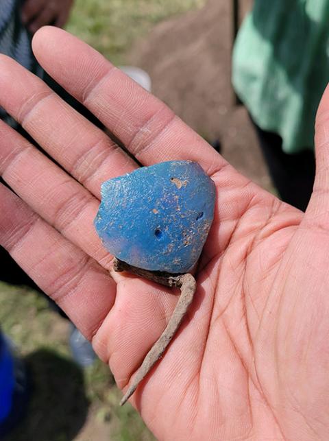 17th-century blue fired glass found at the St. Inigoes dig site in Maryland (Robin Proudie)