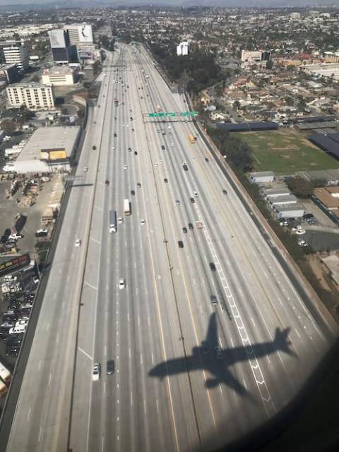 Vehicles on Interstate 405 in Los Angeles are seen from an airplane passing over the freeway March 1, 2018. (CNS/Reuters/Chris Helgren)