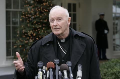 Then-Cardinal Theodore E. McCarrick of Washington, D.C., speaks with the media at the White House Dec. 1, 2005. (CNS/Bob Roller)