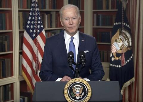 President Joe Biden speaks during the virtual 2021 National Prayer Breakfast Feb. 4. (CNS screenshot/2021 National Prayer Breakfast)