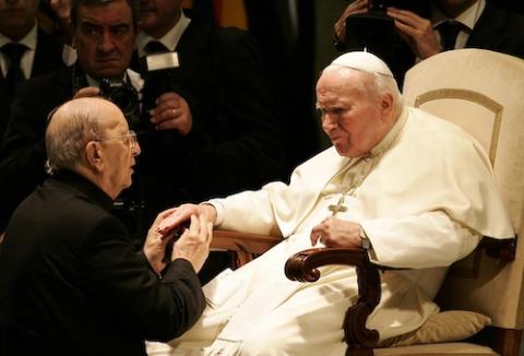 Pope John Paul II blesses Fr. Marcial Maciel Degollado, founder of the Legionaries of Christ, at the Vatican in 2004 (CNS/Reuters/Tony Gentile) Pope John Paul II blesses Fr. Marcial Maciel Degollado, founder of the Legionaries of Christ, at the Vatican in 2004 (CNS/Reuters/Tony Gentile)