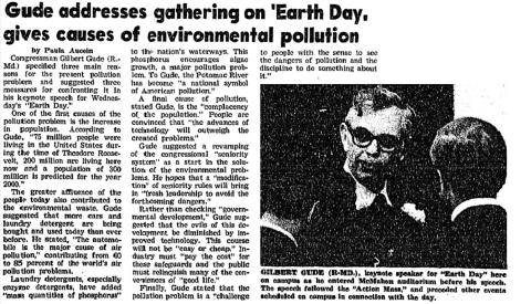 A report in The Tower, the student newspaper at Catholic University of America, recounts the celebration on the campus of the first Earth Day in 1970. (Catholic University of America) A report in The Tower, the student newspaper at Catholic University of America, recounts the celebration on the campus of the first Earth Day in 1970. (Catholic University of America)