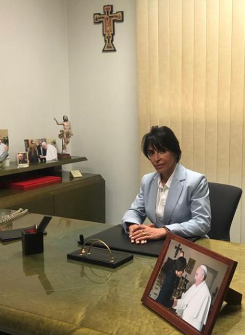 Emilce Cuda in her office at the Vatican (Courtesy of the Pontifical Commission for Latin America) Emilce Cuda in her office at the Vatican (Courtesy of the Pontifical Commission for Latin America)