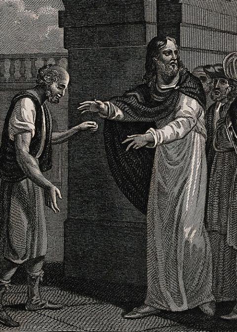 "The withered hand healed," etching by J. Barlow, 1813, after W.M. Craig. (Wellcome Collection) "The withered hand healed," etching by J. Barlow, 1813, after W.M. Craig. (Wellcome Collection)
