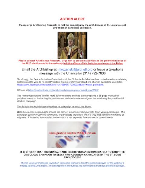 Flyer circulated by Credo of the Catholic Laity in September 2020