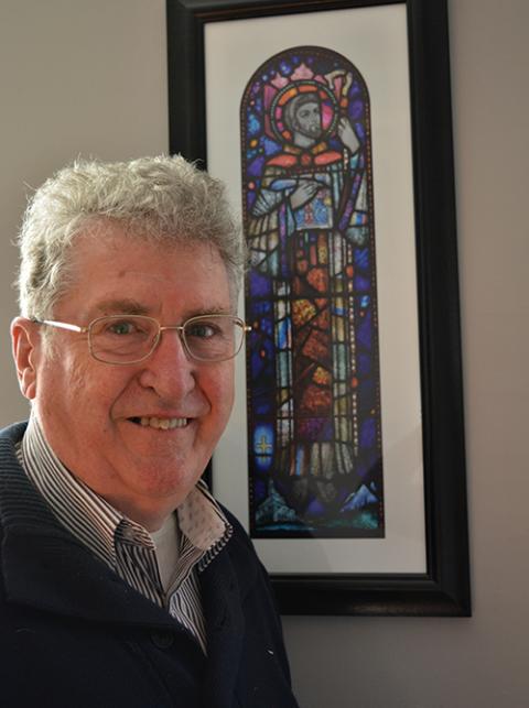 Fr. Seán McDonagh, eco-theologian and a Columban missionary, is pictured in front of an image of St. Columban. (Sarah Mac Donald) Fr. Seán McDonagh, eco-theologian and a Columban missionary, is pictured in front of an image of St. Columban. (Sarah Mac Donald)