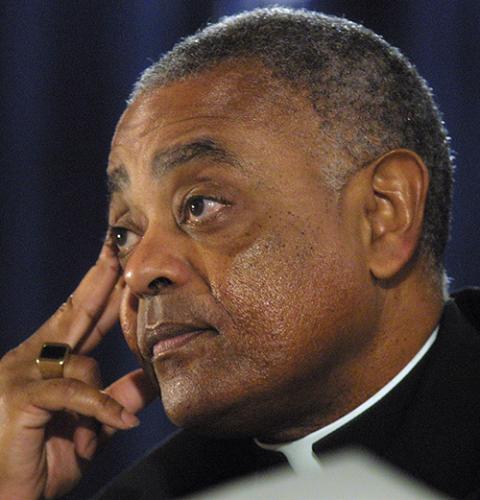 Then-Bishop Wilton Gregory, president of the U.S. Conference of Catholic Bishops at the time, is seen during the U.S. bishops' fall meeting in 2002. (CNS/Bob Roller)