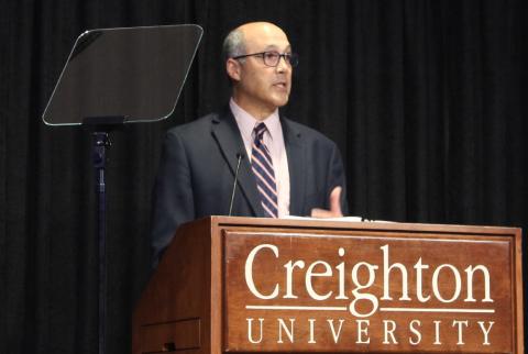Dan Misleh, executive director of Catholic Climate Covenant, speaks during the first "Laudato Si' and the U.S. Catholic Church" conference on June 27, 2019. (NCR photo/Brian Roewe) Dan Misleh, executive director of Catholic Climate Covenant, speaks during the first "Laudato Si' and the U.S. Catholic Church" conference on June 27, 2019. (NCR photo/Brian Roewe)