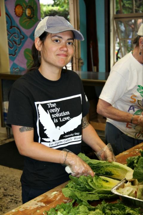 Food preparation at the Los Angeles Catholic Worker (Michael Wisniewski)