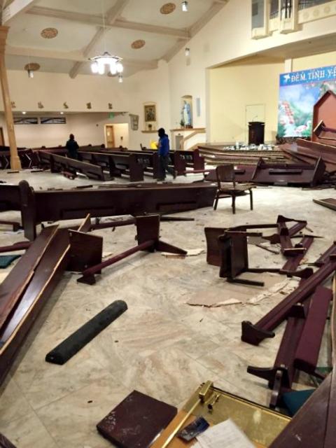 A man drove his SUV into Our Lady of Lavang Church in Portland, Oregon, just after midnight on Dec. 24, causing extensive damage. (CNS/Courtesy of Our Lady of Lavang Parish) A man drove his SUV into Our Lady of Lavang Church in Portland, Oregon, just after midnight on Dec. 24, causing extensive damage. (CNS/Courtesy of Our Lady of Lavang Parish)