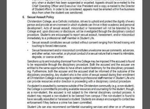 Christendom College student handbook Christendom College student handbook