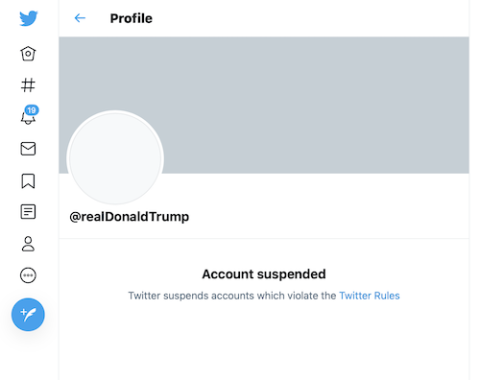 Twitter's placeholder for @realDonaldTrump account that was used by former-President Donald Trump (NCR screenshot)
