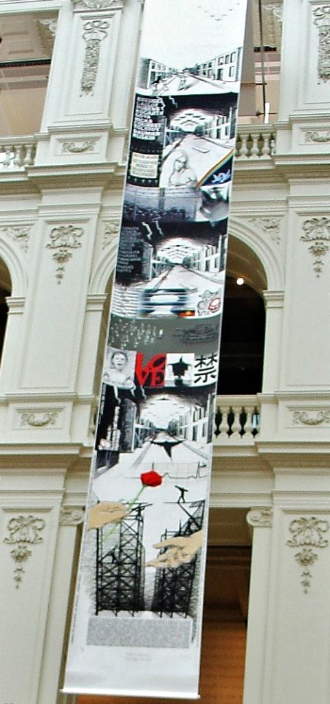 William Kelly's "Peace or War/The Big Picture" hangs in the La Trobe Reading Room at the State Library of Victoria in Melbourne, Australia. (Courtesy of William Kelly) William Kelly's "Peace or War/The Big Picture" hangs in the La Trobe Reading Room at the State Library of Victoria in Melbourne, Australia. (Courtesy of William Kelly)