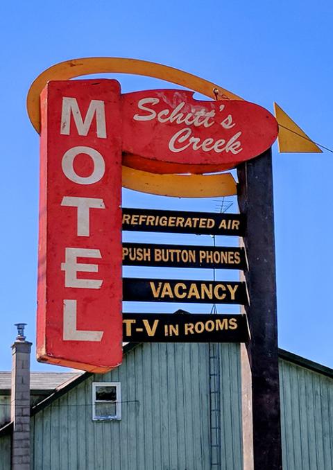 The Schitt's Creek Motel sign as featured in the television series (Dreamstime/Bobhilscher)