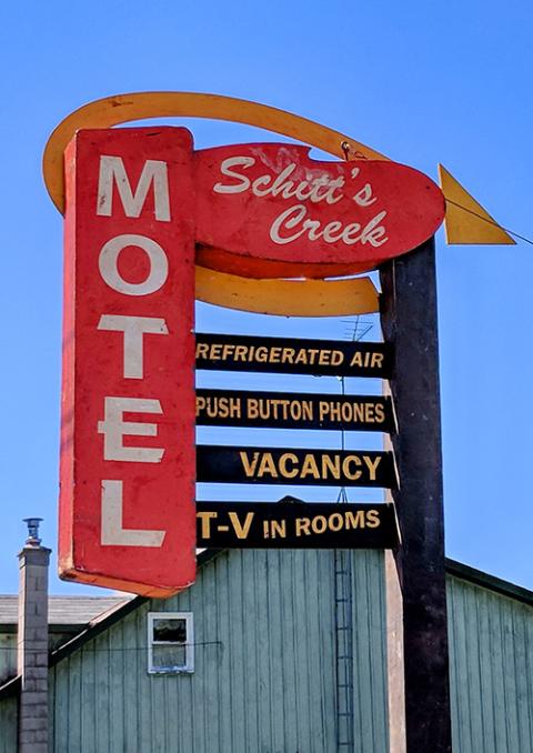The Schitt's Creek Motel sign as featured in the television series (Dreamstime/Bobhilscher) The Schitt's Creek Motel sign as featured in the television series (Dreamstime/Bobhilscher)