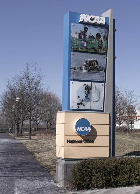 The national headquarters of the NCAA, or National Collegiate Athletic Association, in Indianapolis (Dreamstime/Jonathan Weiss)