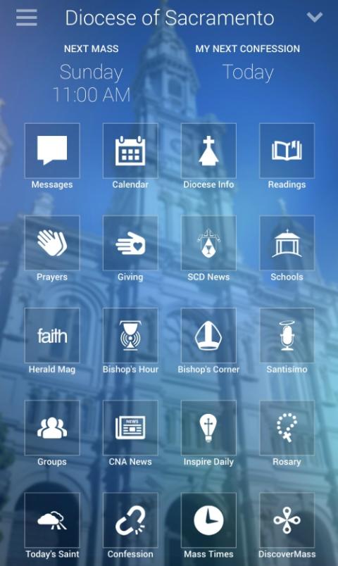 A cellphone screen image of the Sacramento Diocese's "myParish App" (Catholic Herald magazine/BeeJae Visitacion) A cellphone screen image of the Sacramento Diocese's "myParish App" (Catholic Herald magazine/BeeJae Visitacion)