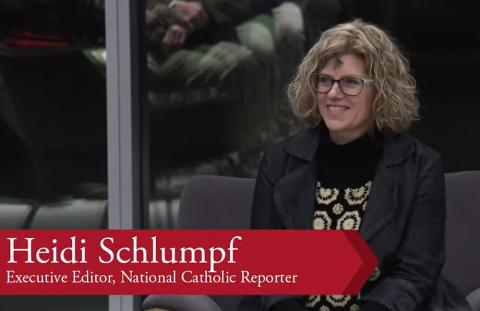 Kate McElwee, executive director of Women's Ordination Conference, is introduced at the "Women's Ordination and the Synodal Church" series lecture at Sacred Heart University in Fairfield, Connecticut. (NCR screenshot/YouTube)