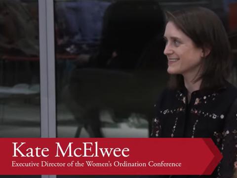 Kate McElwee, executive director of Women's Ordination Conference, is introduced at the "Women's Ordination and the Synodal Church" series lecture at Sacred Heart University in Fairfield, Connecticut. (NCR screenshot/YouTube)