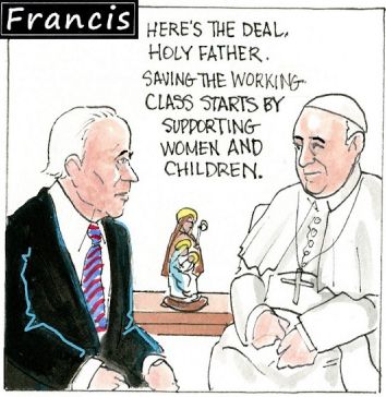 Francis, the comic strip: Francis and Joe talk about their dream for a better world.