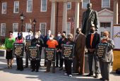 Legislators, community activists, and BRIDGE Maryland, Inc. leaders gather on Lawyers Mall in Annapolis, Maryland, April 8, for a news conference to encourage the Senate to pass the Juvenile Interrogation Protection Act. The Catholic Campaign for Human De