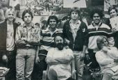 Jesuit Fr. James Rude, seated center, with CAM coordinators in a 1978 yearbook photo for the Christian Action Movement at Loyola High School. Standing second from right is the author, Patrick Whelan. (Loyola High School yearbook staff)