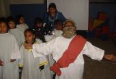In 2014 in Santiago, Chile, student Elvis played the role of Jesus in Colegio San Alberto's re-enactment of the Last Supper. (Amy Ketner)