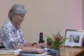 María Lía Zervino in her sparsely decorated office at the World Union of Catholic Women's Organizations in Rome. "We moved in right in the middle of the pandemic," she told NCR. (Justin McLellan)