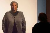 A painting of author Toni Morrison, by artist Robert McCurdy, is viewed during the "20th Century Americans: 2000 to Present" exhibit at the Smithsonian National Portrait Gallery in Washington, D.C. (Dreamstime/Mira Agron)
