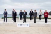 Group of Seven leaders pose for a photo at the G-7 summit June 11 in Carbis Bay, England. (CNS photo/Patrick Semansky, Pool via Reuters)