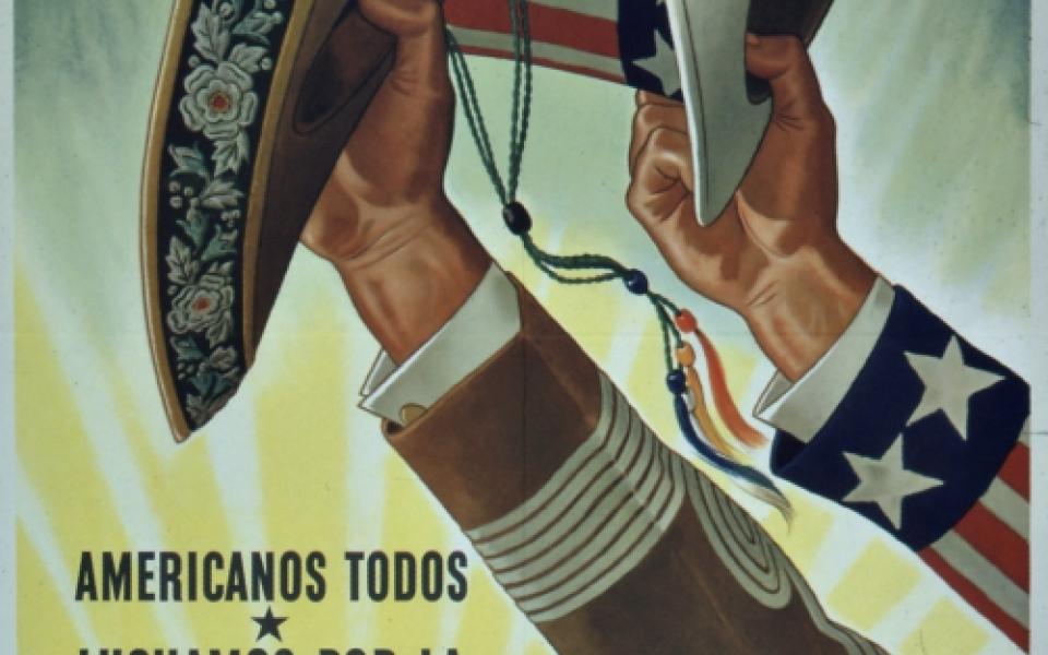 A U.S. government poster during World War II makes an appeal to Latino Americans. (Wikimedia Commons/U.S. National Archives and Records Administration)