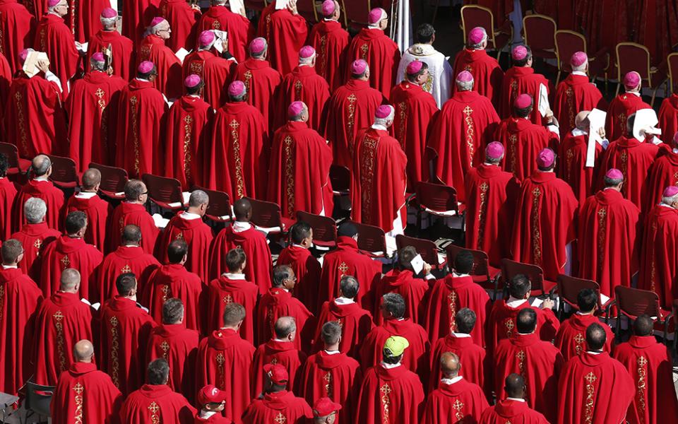 Bishops and priests attend Pope Francis' celebration of Mass marking the feast of Sts. Peter and Paul in St. Peter's Square June 29, 2018, at the Vatican. (CNS/Paul Haring)