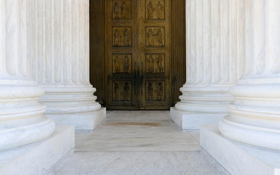 A general view of the main doors of the U.S. Supreme Court building in Washington is seen Nov. 4. (CNS/Jonathan Ernst, Reuters)