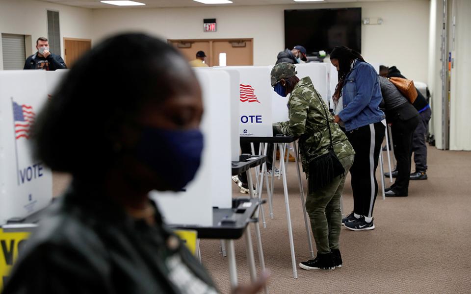 People vote at a polling station in Flint, Michigan, during the presidential election Nov. 3, 2020. (CNS/Reuters/Shannon Stapleton)