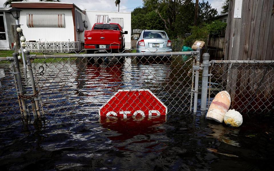 A flood caused by Tropical Storm Eta is seen in Davie, Florida, Nov. 9, 2020. (CNS/Reuters/Marco Bello)