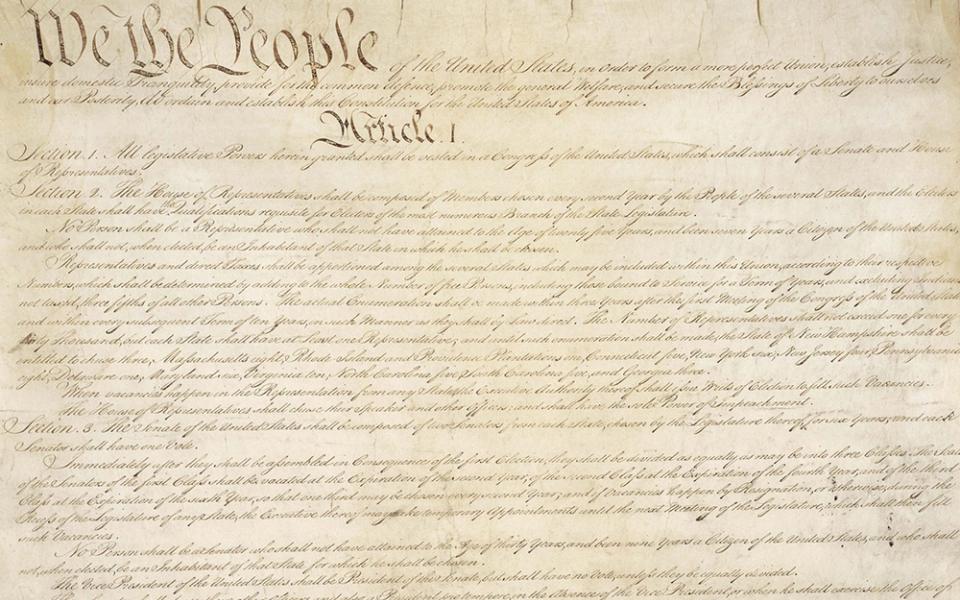 Pictured is the first page of the U.S. Constitution, the fundamental law of the government. (CNS/Courtesy of National Archives)