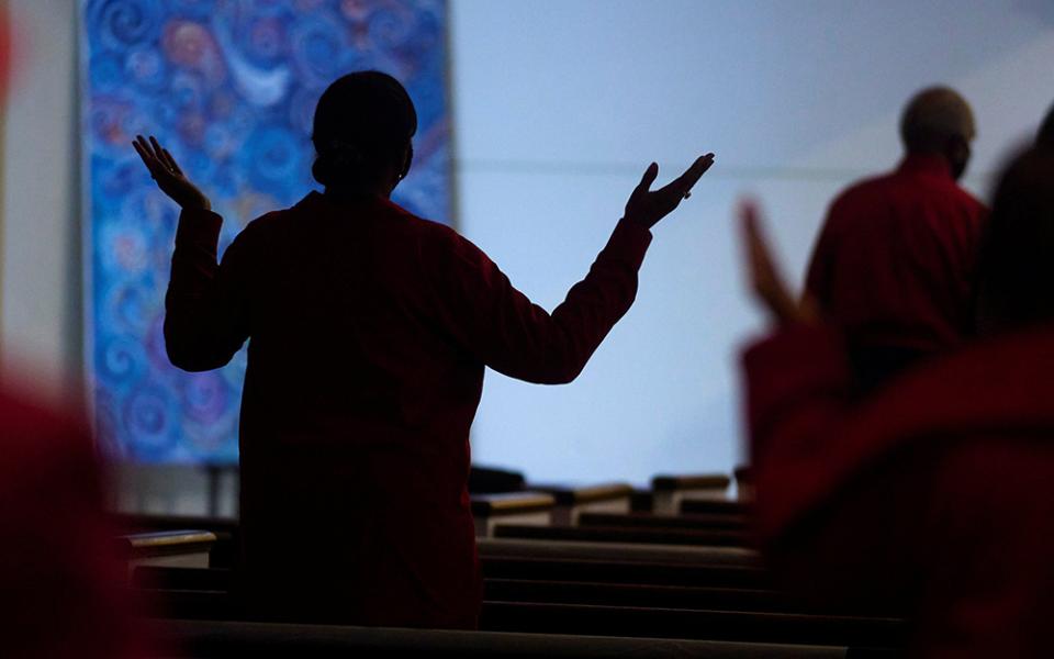 People pray during Mass at SS. Peter and Paul Catholic Church Feb. 14, 2021, in Atlanta. (CNS/Reuters/Chris Aluka Berry)