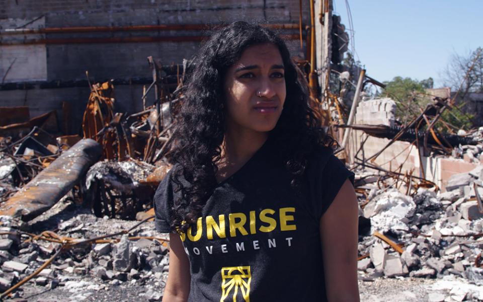 Varshini Prakash, co-founder and executive director of the Sunrise Movement, in "To the End" (Courtesy of Roadside Attractions/Amber Fares)