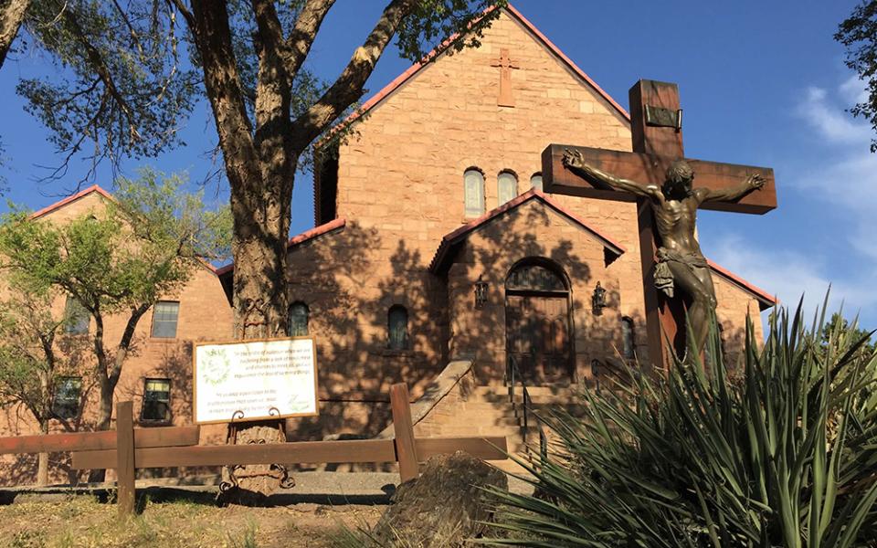 The Mary Mother of Mankind Church was built overlooking the historic St. Michael's Mission, which was first established by Franciscan friars among the Navajo people in 1898. (Elizabeth Hardin-Burrola)