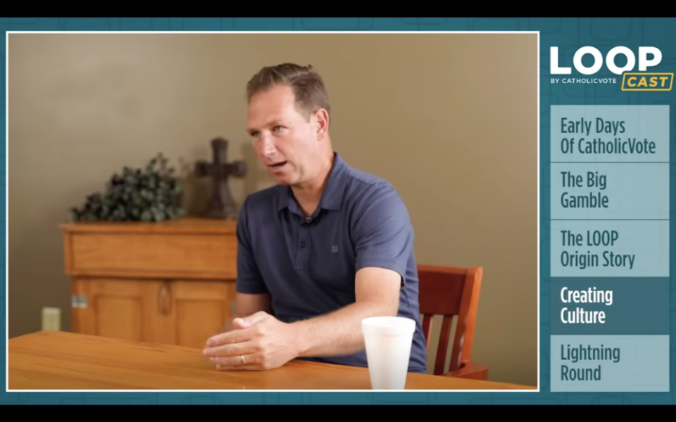 Brian Burch, CatholicVote president and co-founder, speaks in an interview on "The LOOPcast," posted on CatholicVote's YouTube channel. (NCR screengrab/YouTube/CatholicVote)